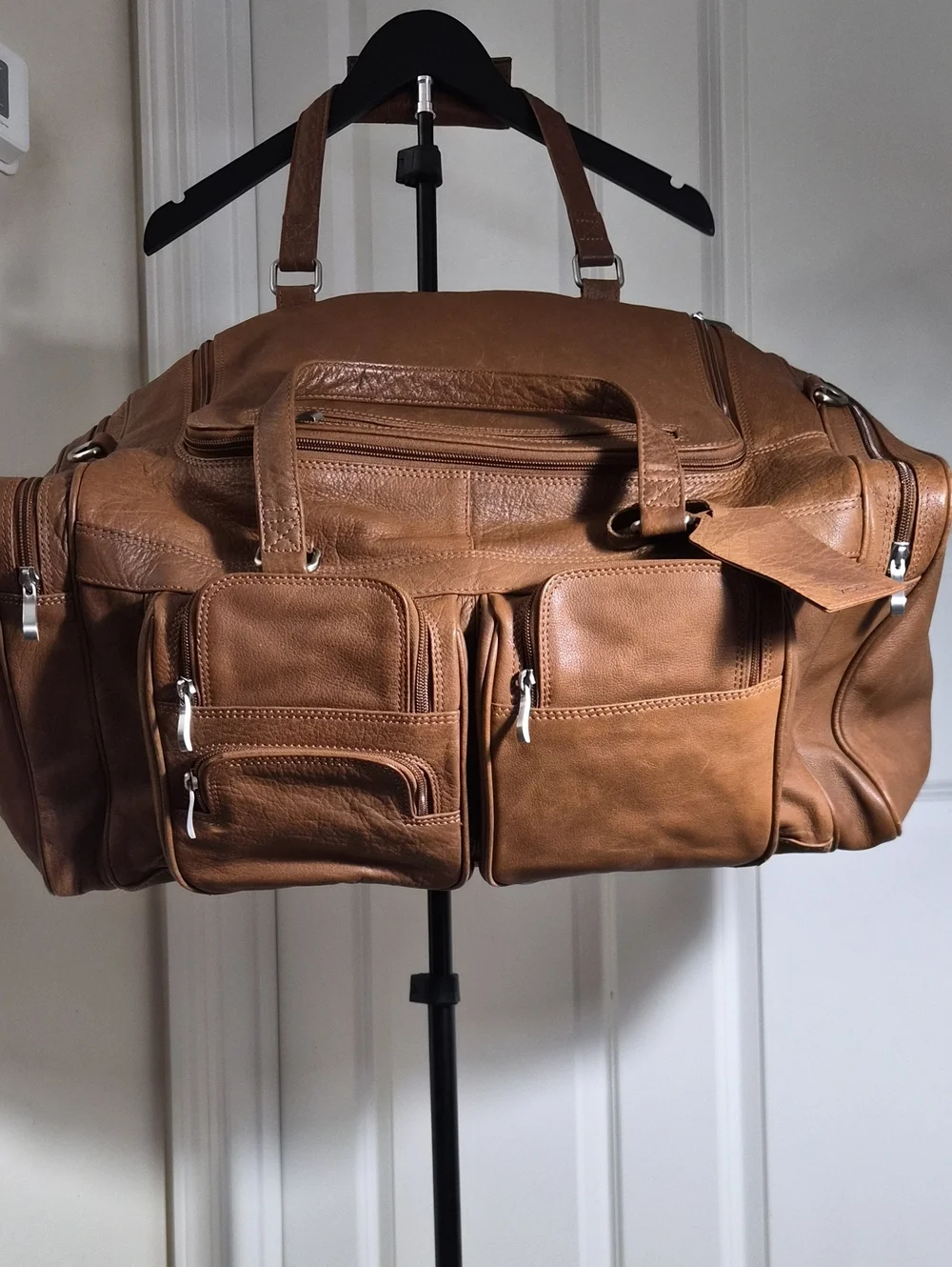 Viosi Piel Leather Duffel Bag with Multiple Pockets Front, Side, Back & Bottom
